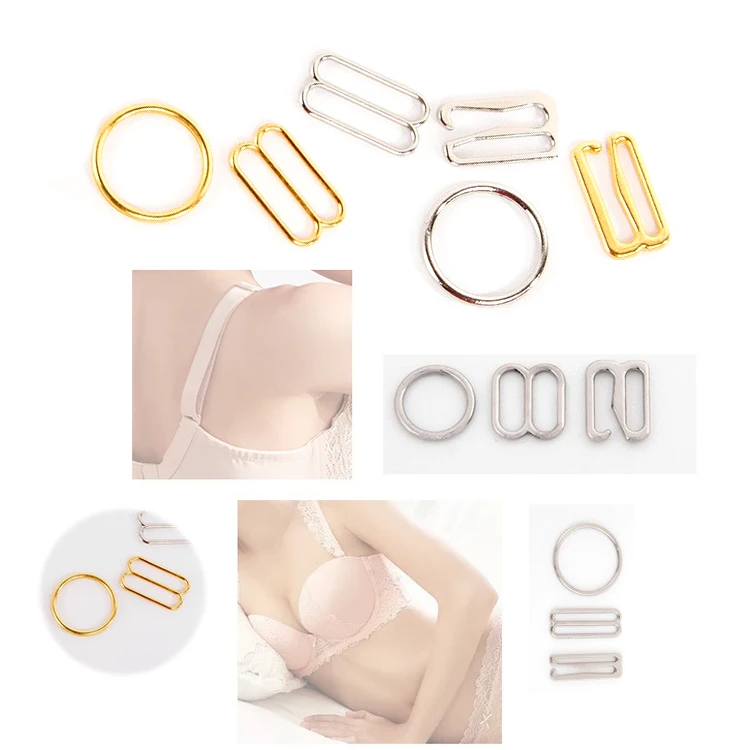 Stock 14mm Swimsuit Bra Strap Hook Connector Replacement Bra Strap O Ring Slider Hook Metal for Swimwear Tops and Lingerie