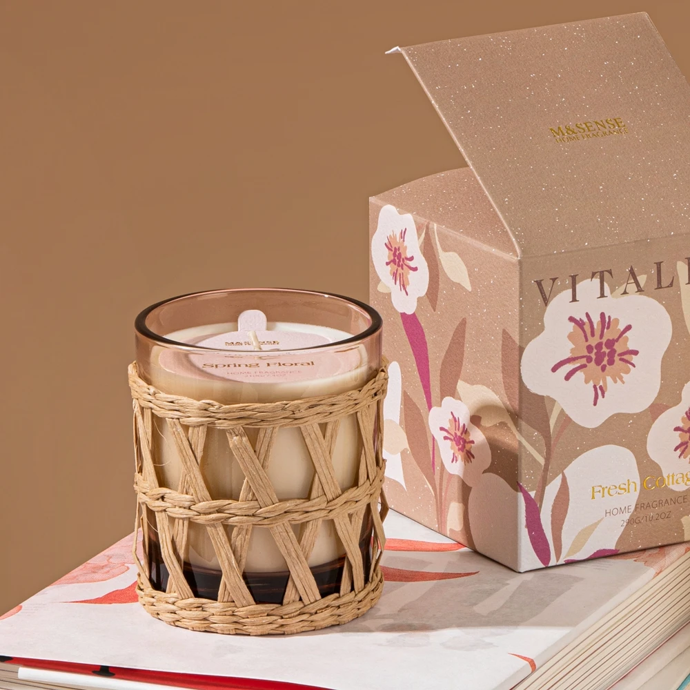 M&Sense velas de luxo reed round jar cotton wick luxury packaging vessels designer scented candle