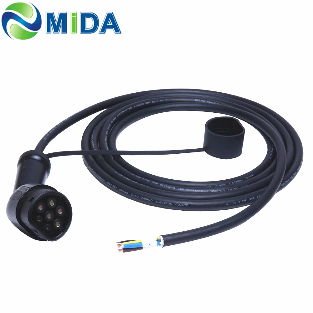 Car Charger 5Meter 32A Type 2 Plug IEC 62196 Type 2 EV Fast Plug Straight Cable EV Charging Station