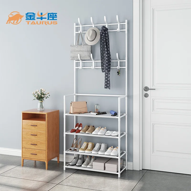 Hot sale modern simple coat hanger and shoes storage rack display rack assemblable shoes and coat rack