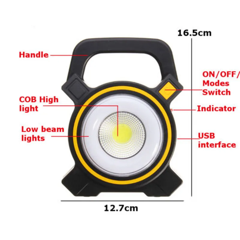 2022 New Design 30W Usb Rechargeable Power Bank Portable Cob Led  Solar Camping Light for Outdoor