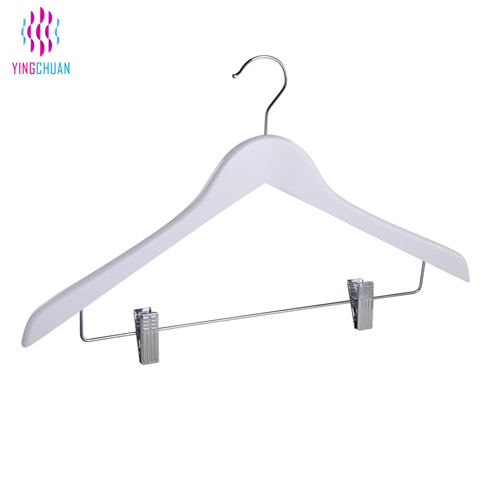 Wholesale Wood Clip Hanger Non Slip Boutique Wooden Clothes Hanger for Clothing Shop