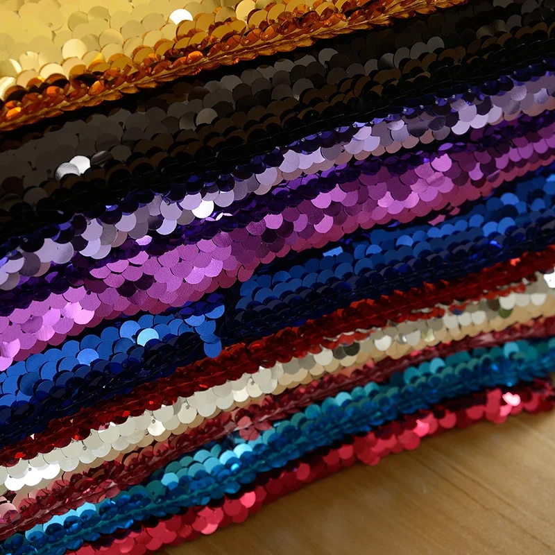 
Encrypted 9mm Fabric Sequin Fish Scale Wedding Big Sequin Embroidered Cloth Shiny Sequin Fabric 
