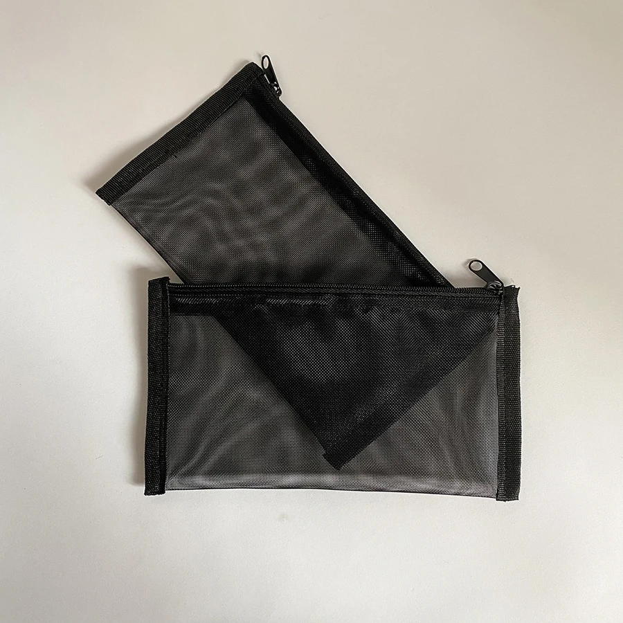 Factory Price Nylon Mesh Zipper Cosmetic Pouch Bag Portable Travel Makeup Bags School Pencil Cases Storage Bag