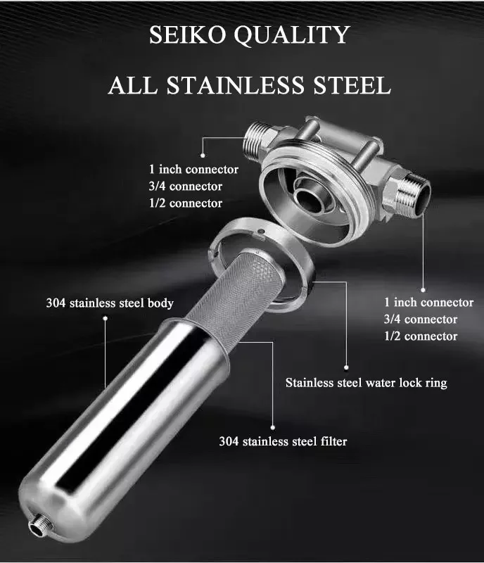 10inch 20inch stainless steel pre water filter housing water purifier house pre filter backwash