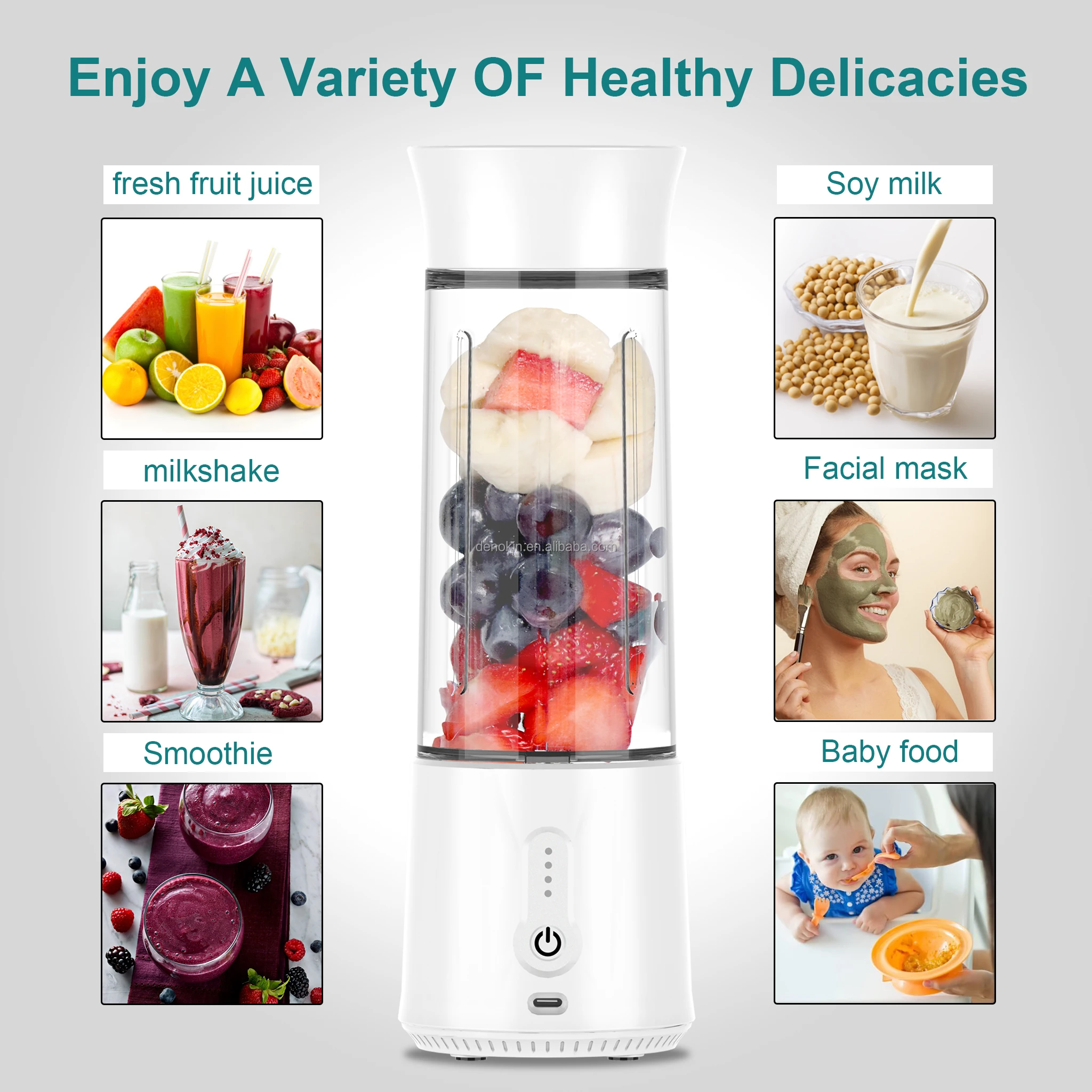 Safety Smart Protection Design Mini Portable Rechargeable Juicing Mixing Crush Ice Smoothie Travel Blender