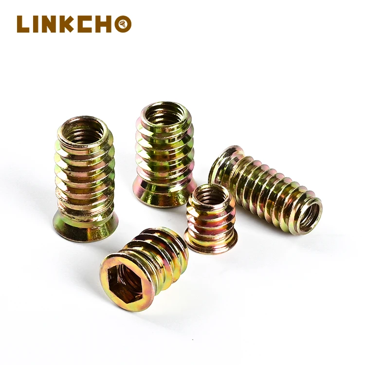 Various model of countersunk Color zinc iron nut hexagon socket embedded nuts inside and outside external thread nuts connector