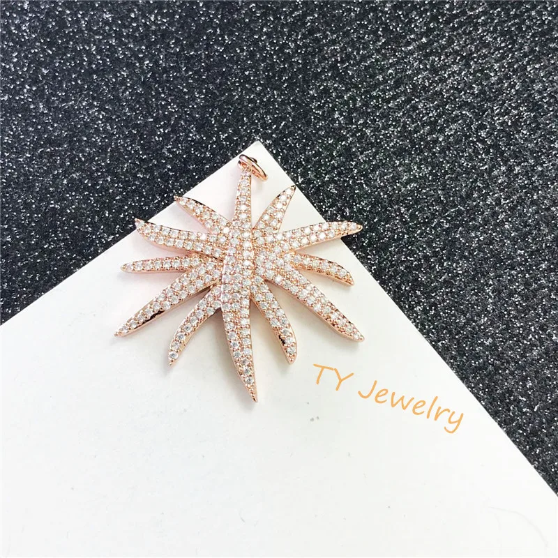 Wholesale copper CZ micro pave clear cz starfish pendant,cubic zirconia diamond charm for necklace making