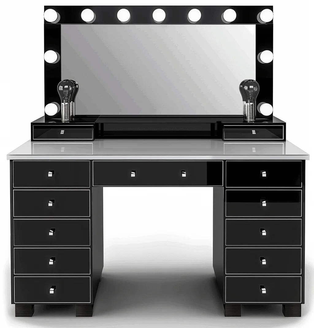 modern design antique black makeup bedroom dressing table with led mirror and drawers makeup vanities bedroom furniture