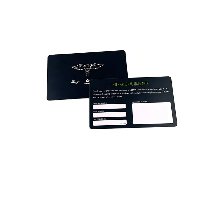 High Quality Customized Plastic PVC Authenticity Certificate Warranty Card For Luxury Jewelry/ Watch