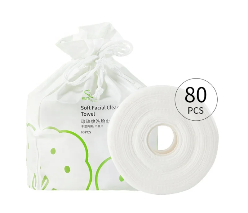Factory Wholesale 80pcs Disposable Face Towel 100% Cotton Makeup Remover Cotton Soft Clean Microfiber Face Towel