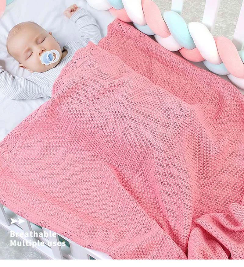100% Cotton Soft Crochet Custom Knit Cotton Baby Blanket Baby Knit Blanket