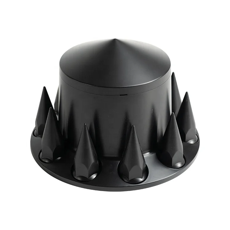 Ninetin Truxpro Black ABS Spiked Axle Covers Kit Hubcaps with 60 Pieces 33mm Thread on Lug Nut Covers for Semi Trucks