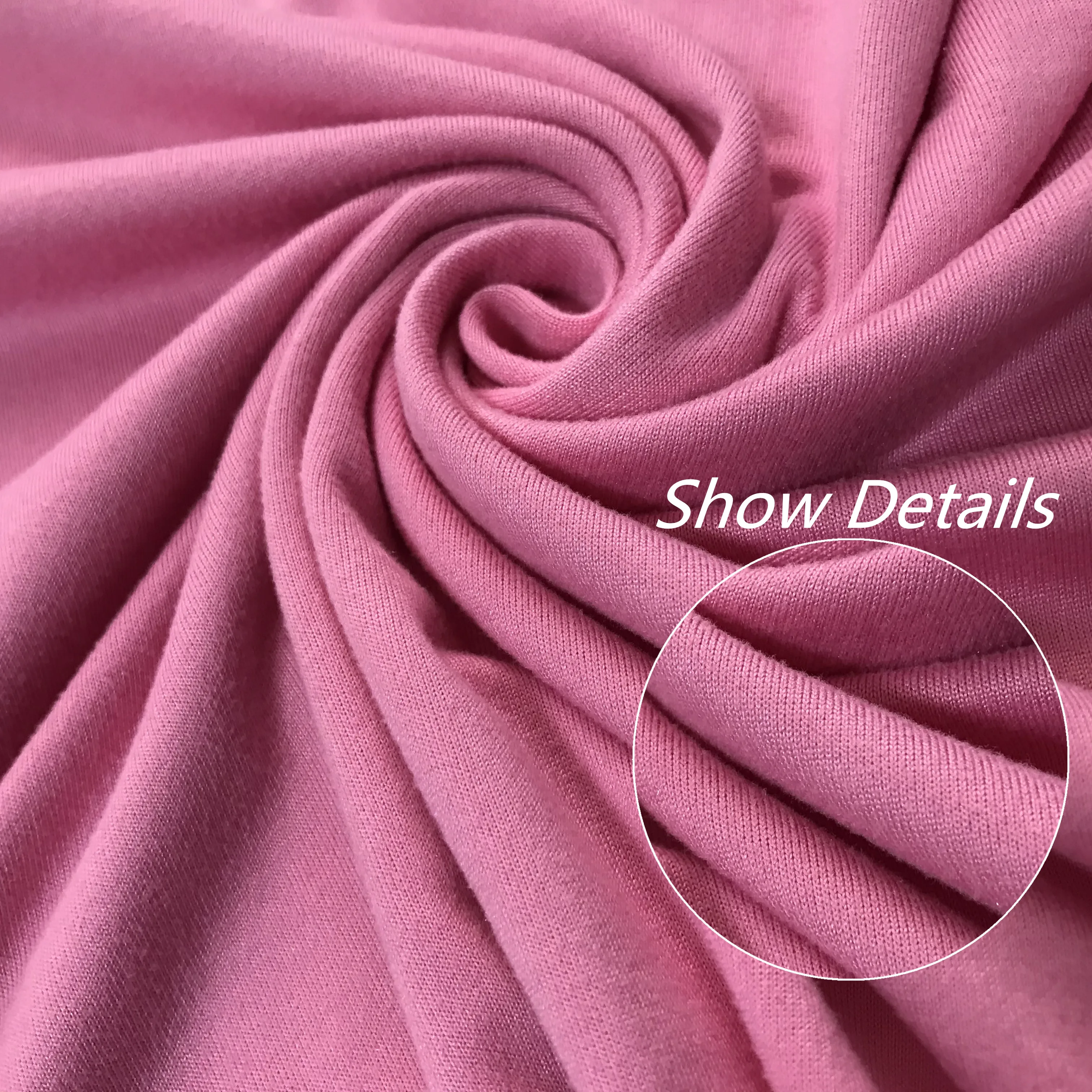 Wholesale Fabric Solid Color 4 Way Stretch Dty Brushed Single Jersey Fabric Dyed Stock  Knitted Textile For Dress