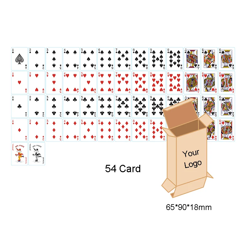 Custom Logo Printing Luxury 54 Card Durable Playing Cards Paper Material 63*88mm Poker Games Decks With Custom Box