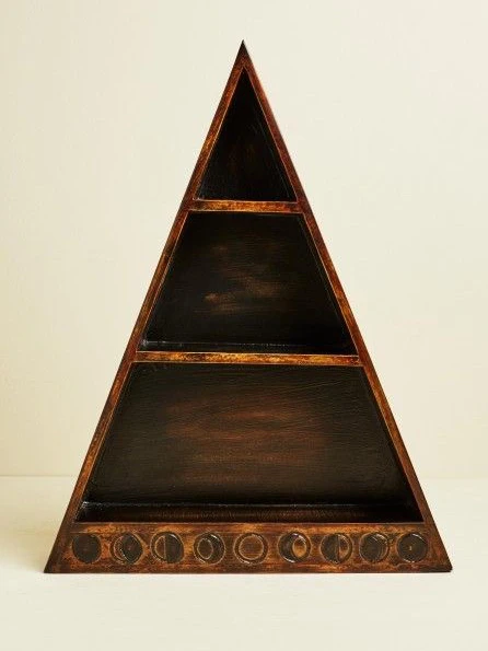 Треугольная деревянная полка с резьбой фазы Луны для украшения дома