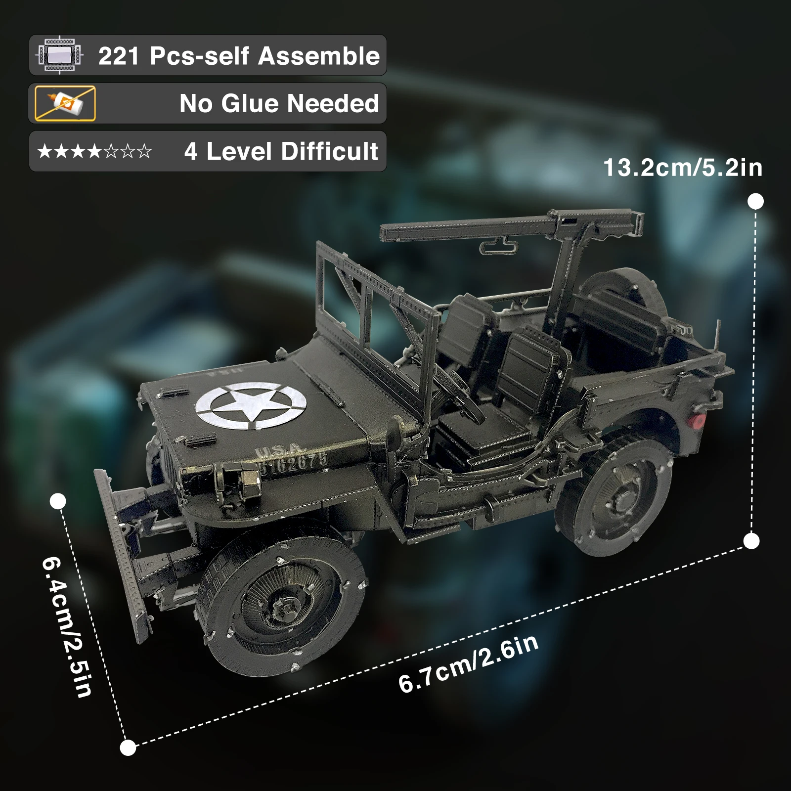 Piececool 1:24 Diecast Metal Car Diy Toys Willys Mb Vehicles 3d Stainless Steel Assembling Puzzle For Car Collection