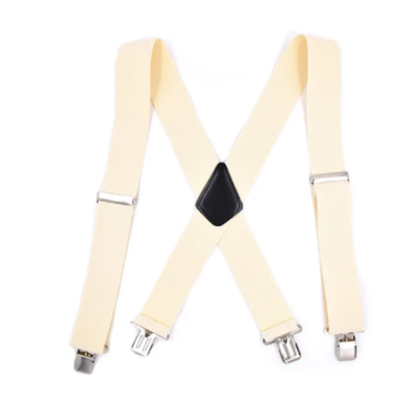 Cheap Widen 5cm Men Clip-On PU Leather Braces Suspenders 4 Clips