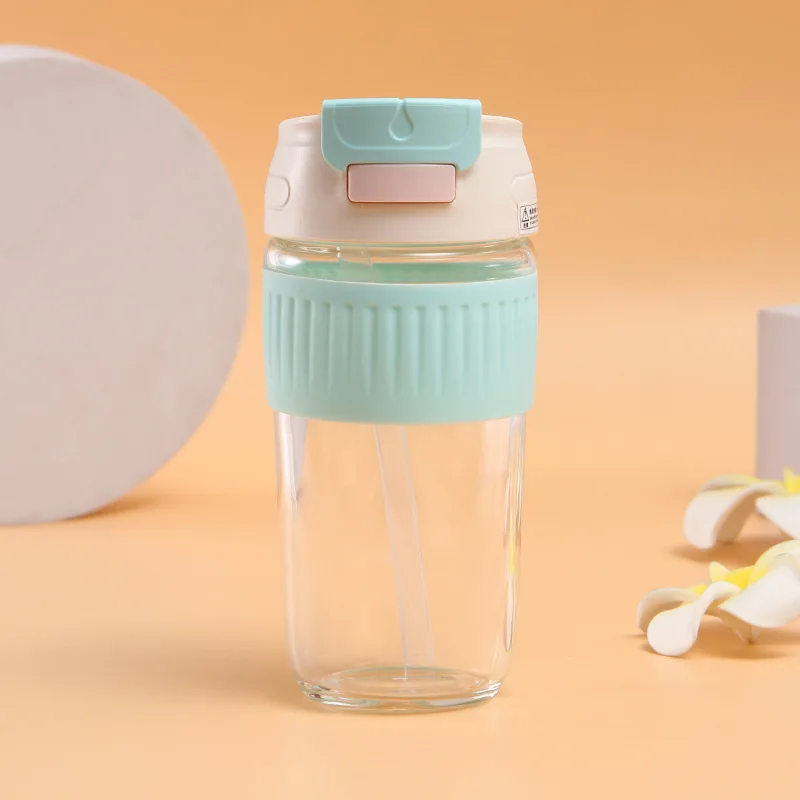 New straight drinking straw double drinking high borosilicate glass cute portable simple fashion car coffee water bottle
