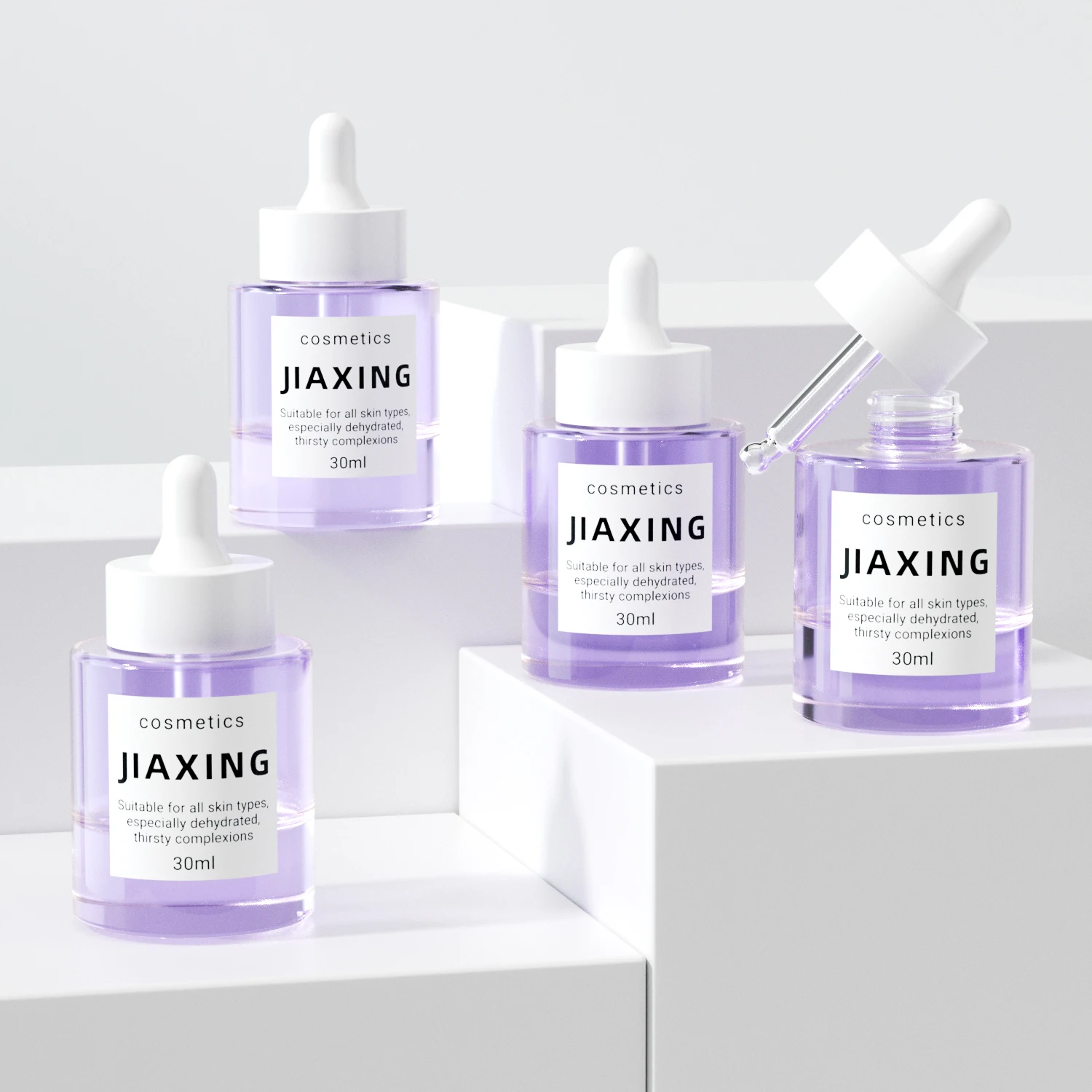 flat shoulder face serum oil bouteille en verre compte goutte 1oz Thick bottom provides stickers round 30ml dropper bottle