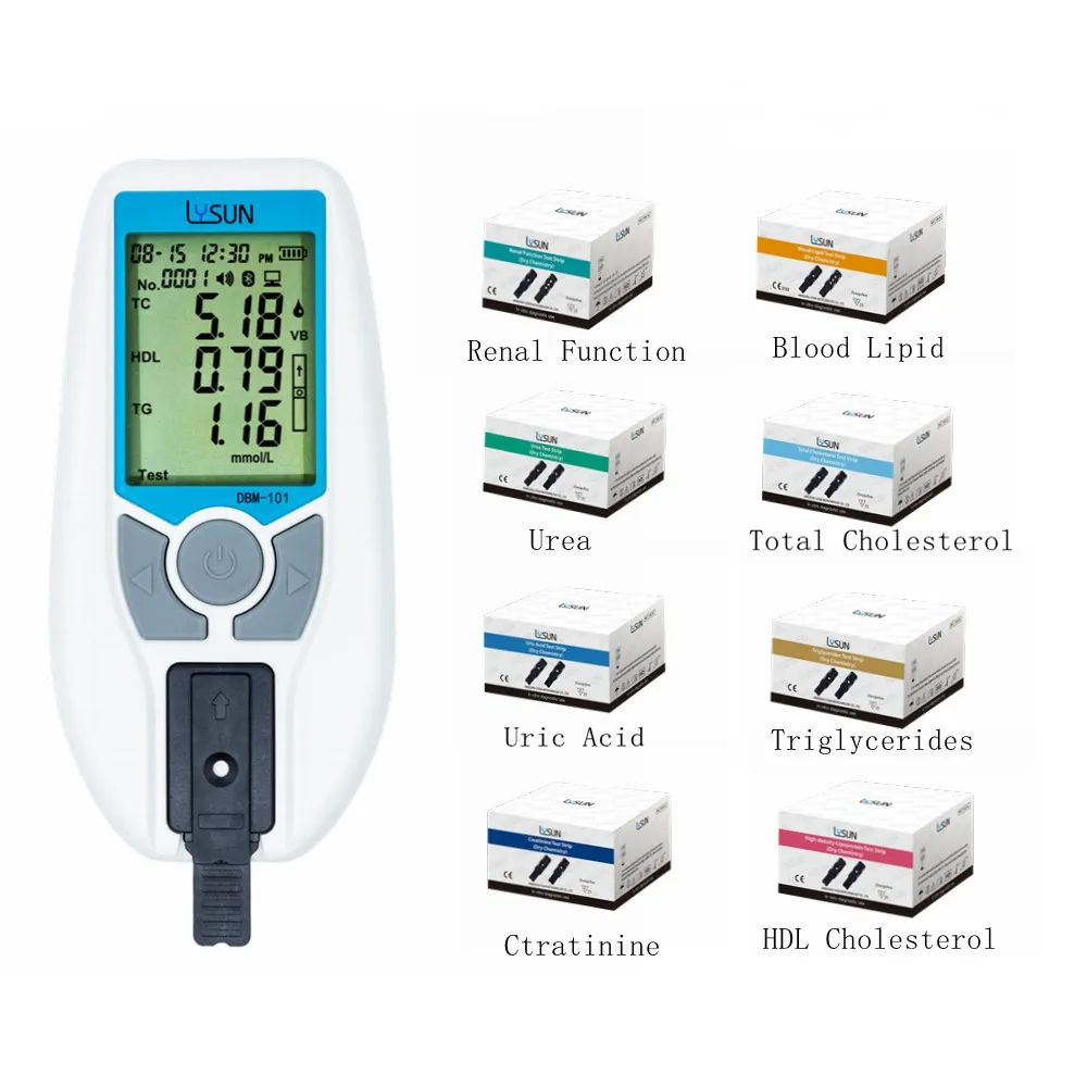 Lysun 8 in 1 Dry Biochemical Analysis Meter for Blood Lipid/Uric Acid Urea Creatinine