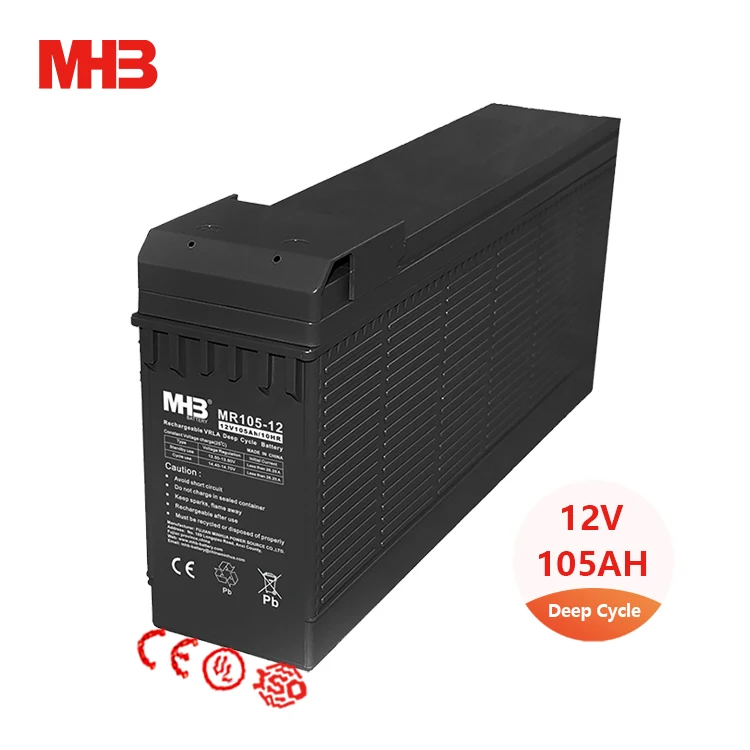 Оптовая продажа MR105-12 Mhb VRLA Agm для хранения солнечных батарей 12 В 105ah гель глубокого цикла свинцово-кислотная Передняя клемма батареи центра обработки данных