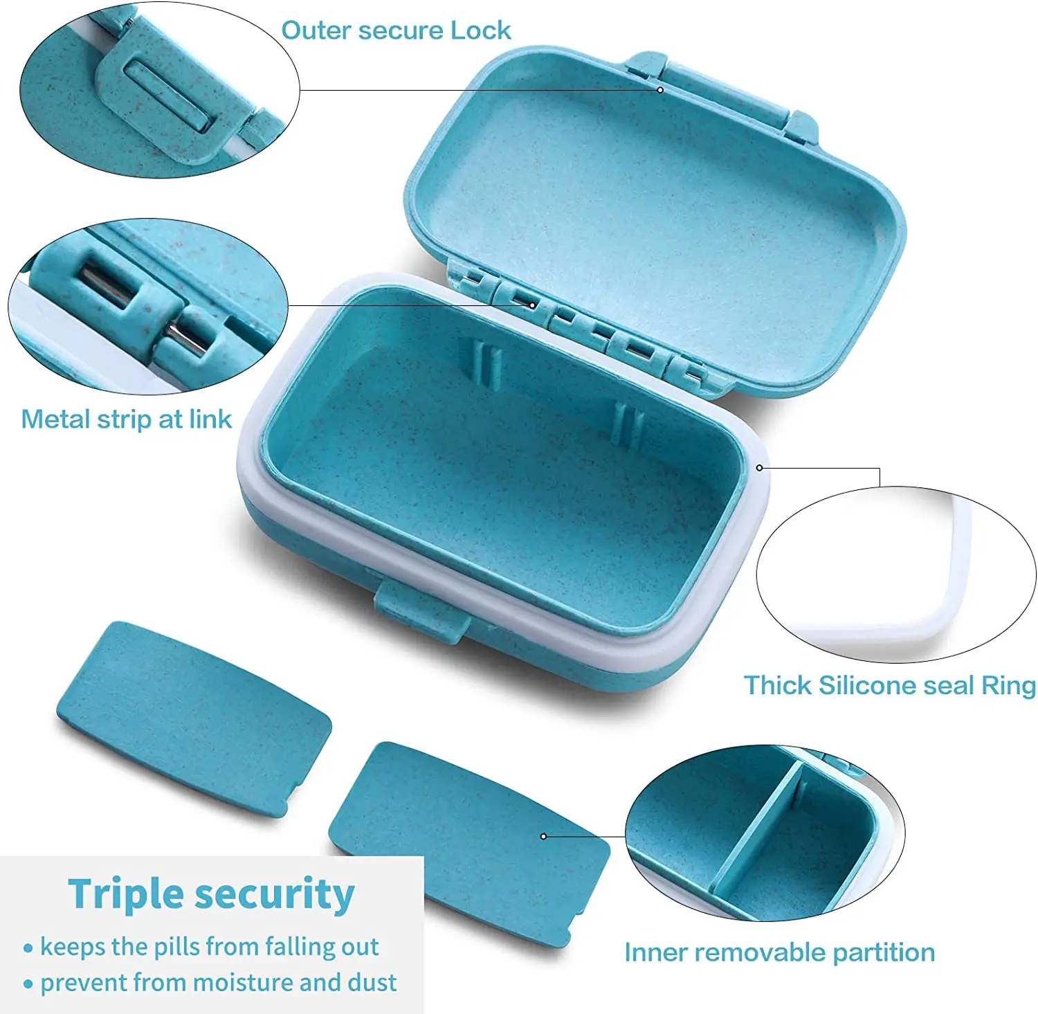 Eco Pill Box Medicine Organizer Waterproof Portable Pill Holder Travel Pill Storage Cases