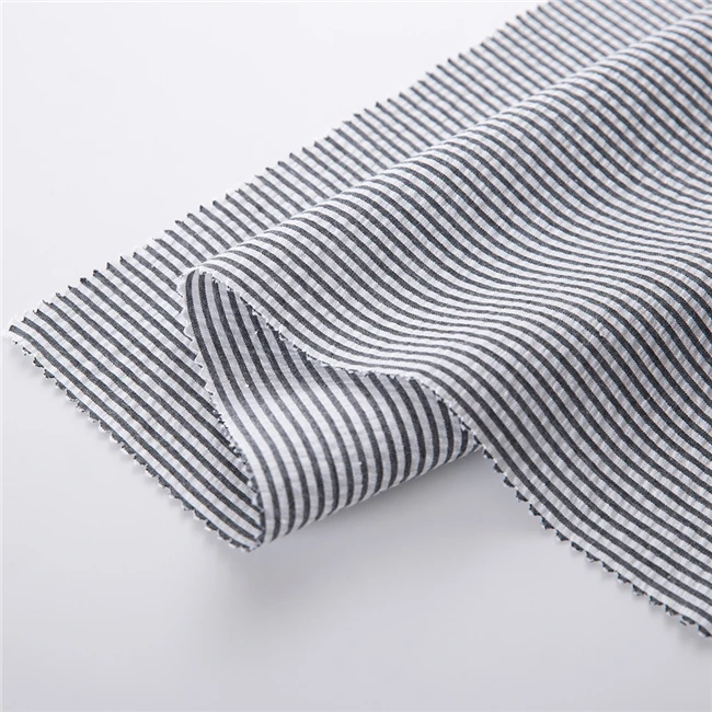 
Modern Design Grey and White Striped fabric Cotton Seersucker Fabric 