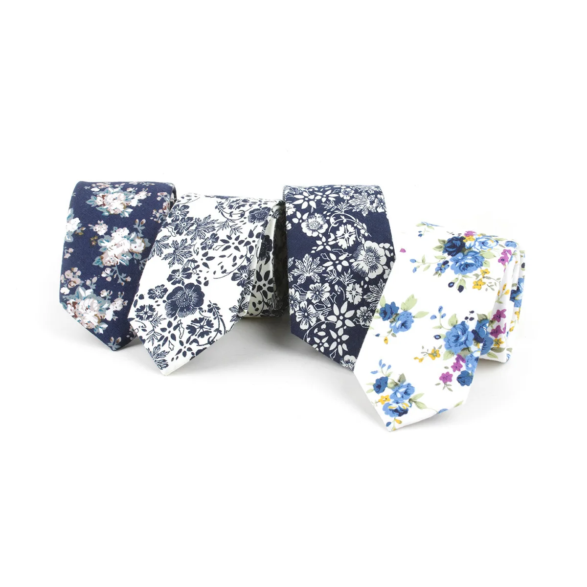 Best Selling 6cm Wedding Party Skinny Necktie Casual Cotton Printed Ties Floral Printed Men Ties For Wholesale