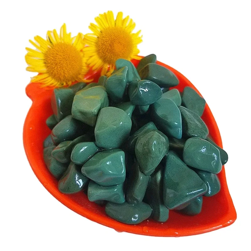 Factory Supply Garden Natural Tumbled Round Green Stone Pebble for Sale
