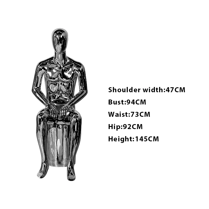 Wholesale Luxury Glossy Chrome Black Boutique Standing Men Luxury Suits Male Mannequin Full Body For Clothing Store