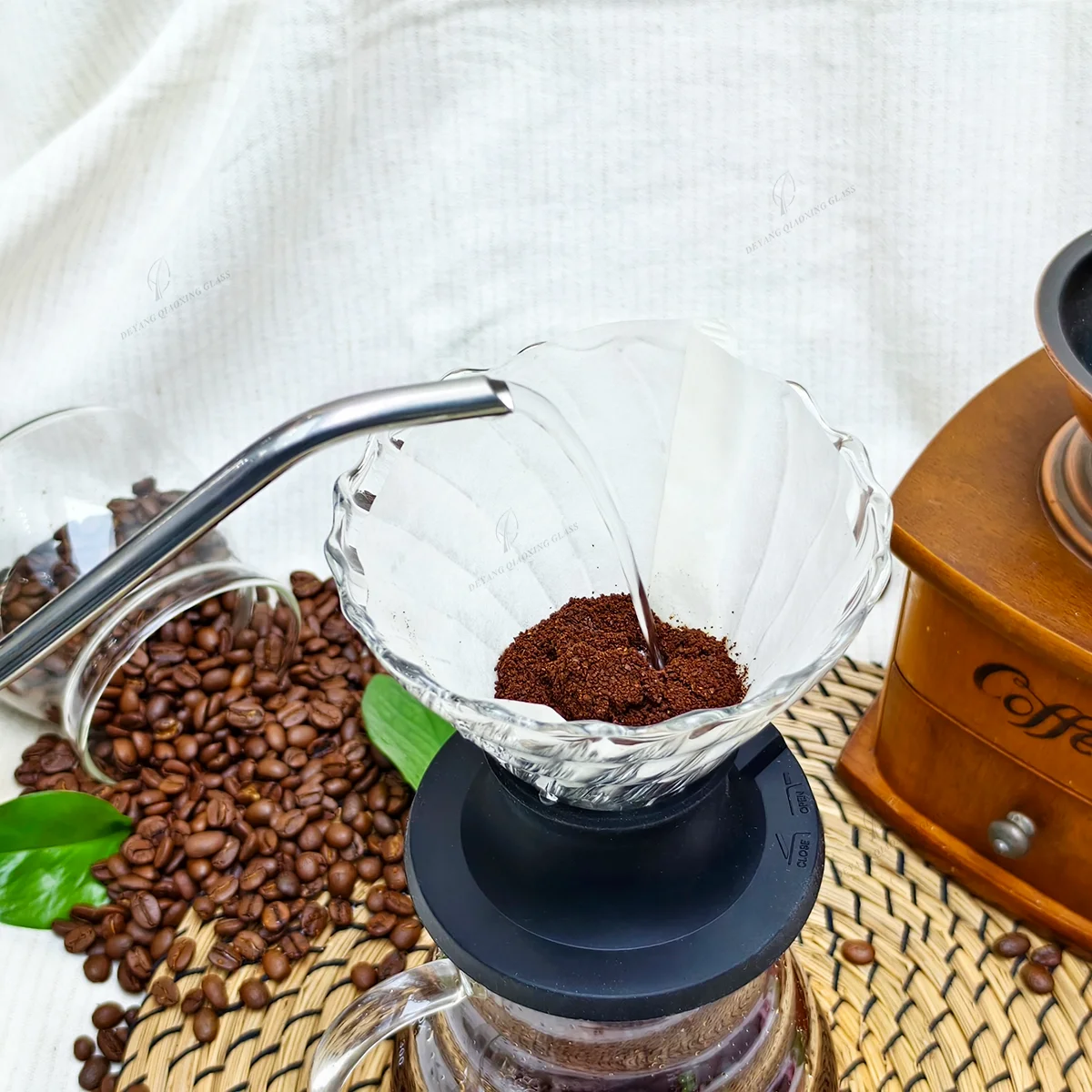 Pour Over Manual Coffee Maker Drip Coffee Mug Filter Highly Recommended Glass Coffee Set Cone Strainer