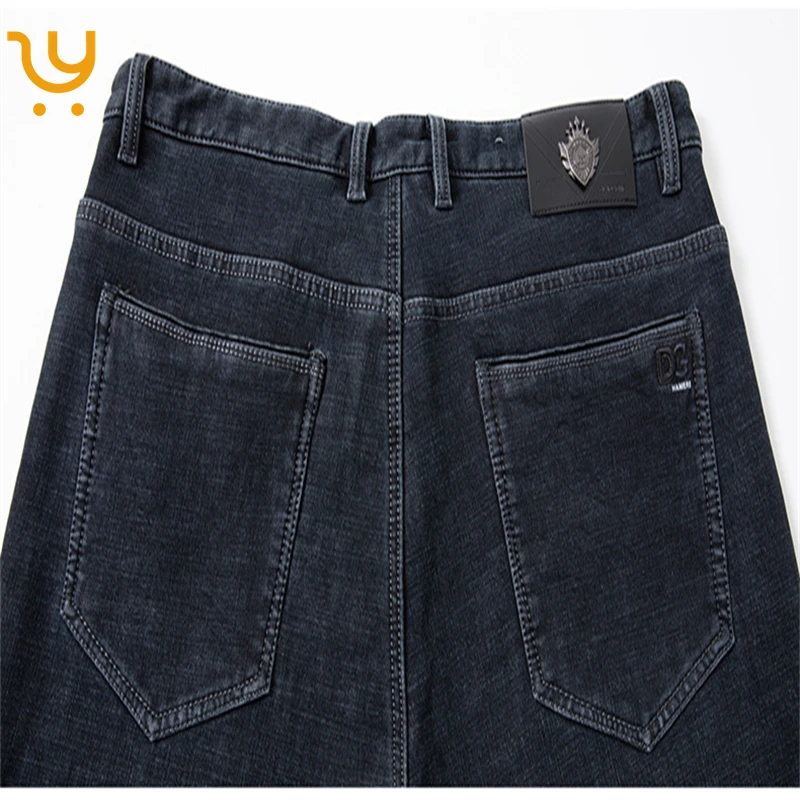 Wholesale Mens Denim Jeans Extra Sizes thick fleece jeans straight stretch jeans