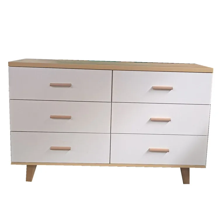 Modern High Gloss Living Room White Color Home Storage Furniture Wooden 6 Drawer Cabinet