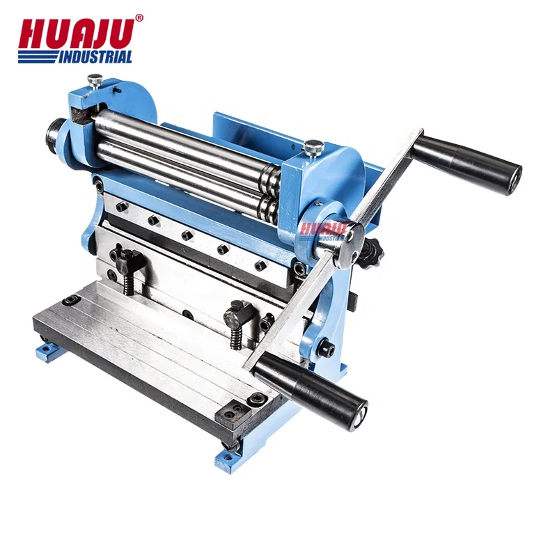 Huaju Industrial 3 IN 1 200 mm 8 Inch Sheet Metal Guillotine Shear Press Brake Roll Bending Machine