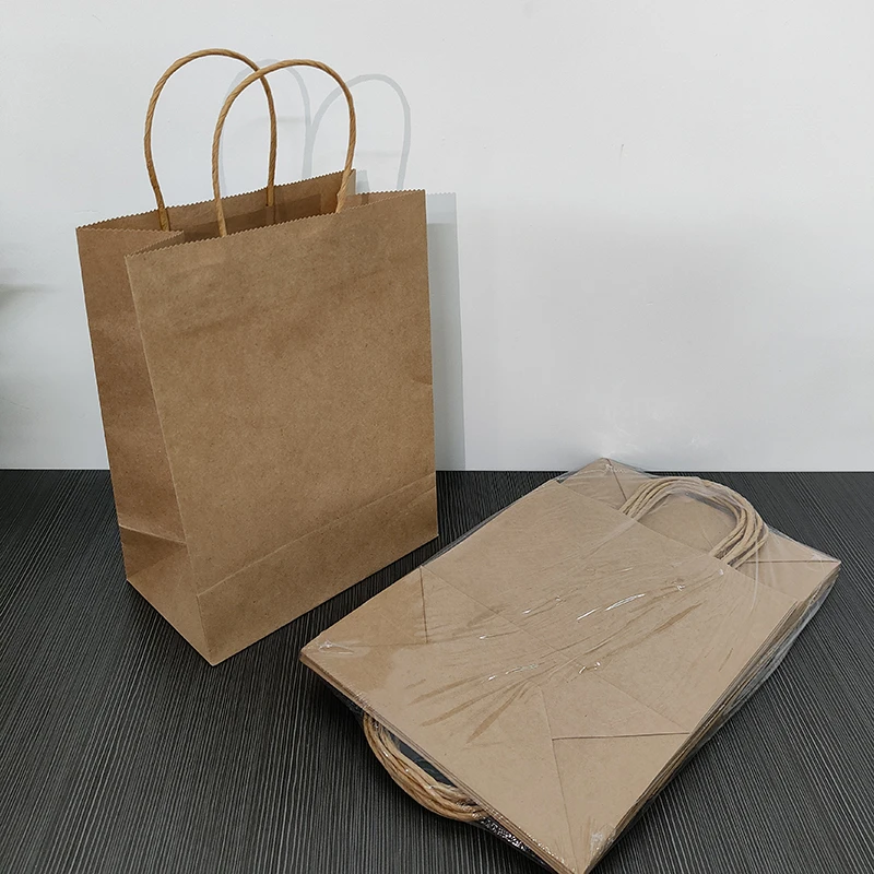 Disposable Kraft Paper Bag S M L Recycled Shopping Bag with Twisted Handle for Sale