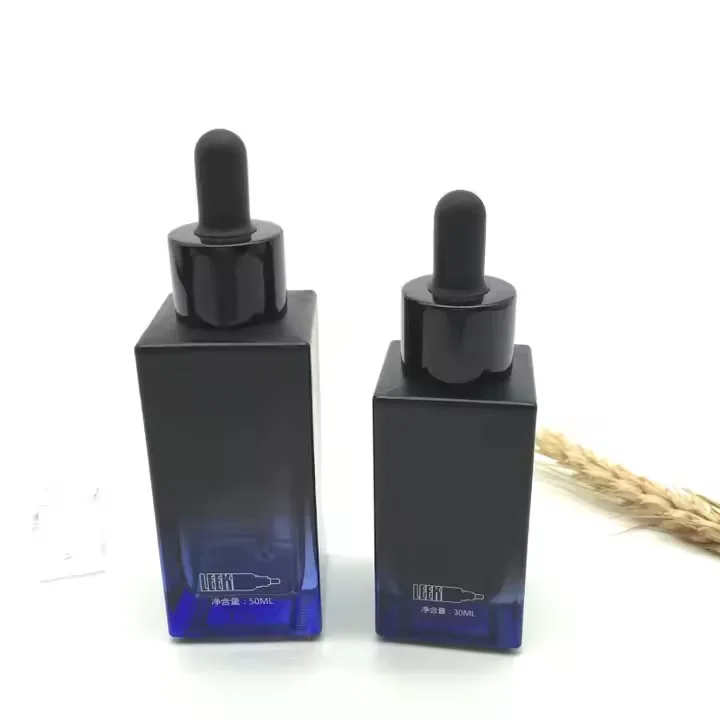 Luxury 30ml 50ml Custom Edm Rectangle Cosmetic Dropper Glass Bottle Pump 50ml Cosmetic Glass Bottle
