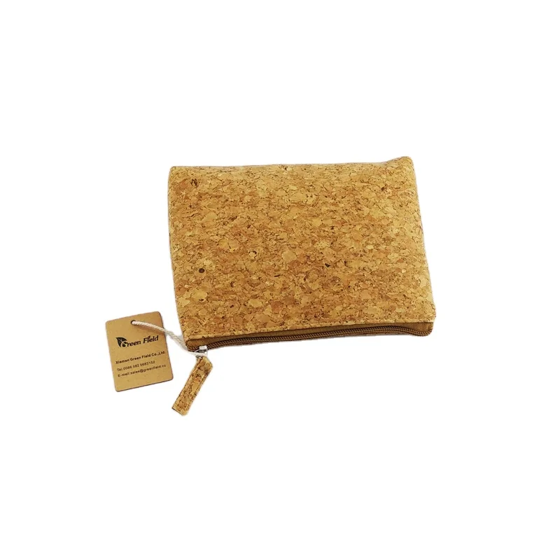 Wallet Woman Fabric Eco Punching Fiber and Purse Green Field Luxury Cork Cosmetic Bag Makeup Organizer Fashion BSCI Natural Cork