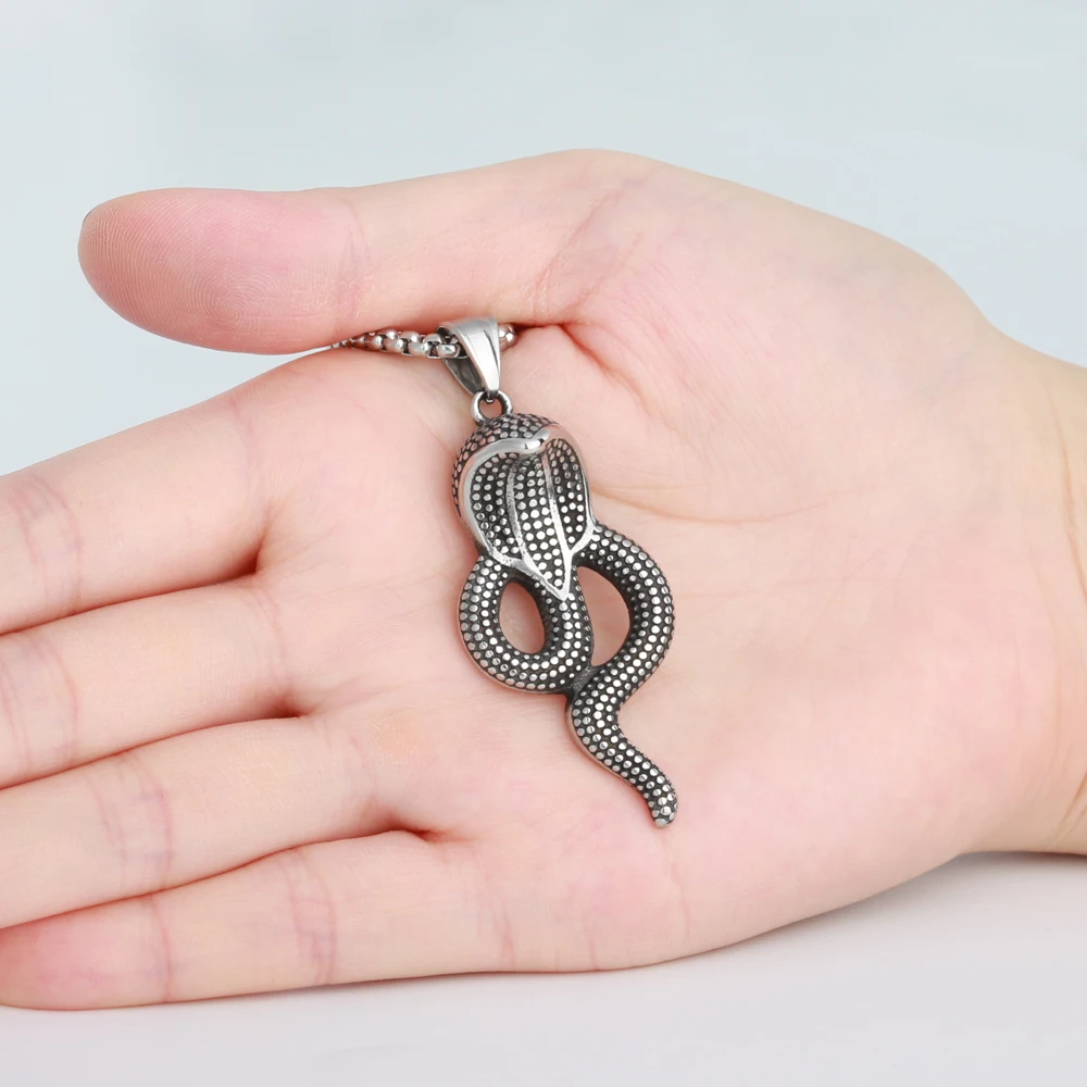 Best Selling Vintage Stainless Steel Snake Pendant Necklace For Men Women