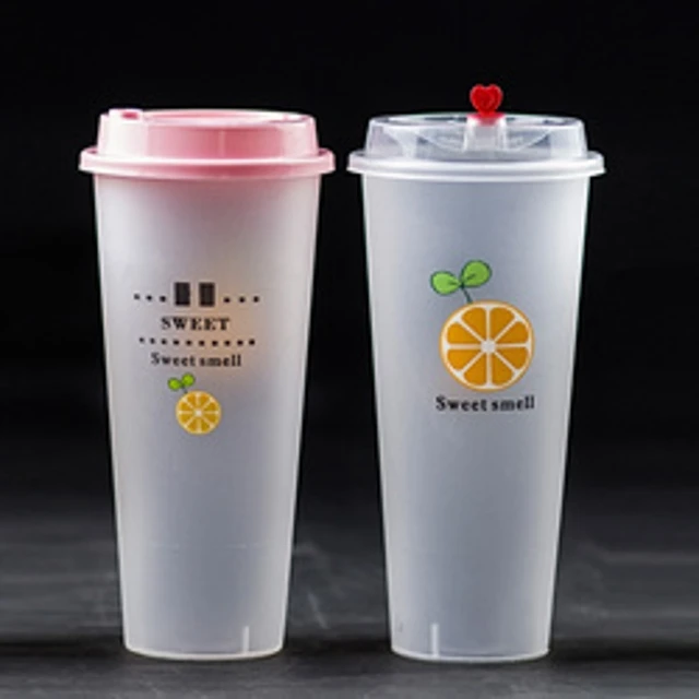 Plastic personalized plastic frosted cup with logo custom logo printed plastic coffee cups bagasse cup