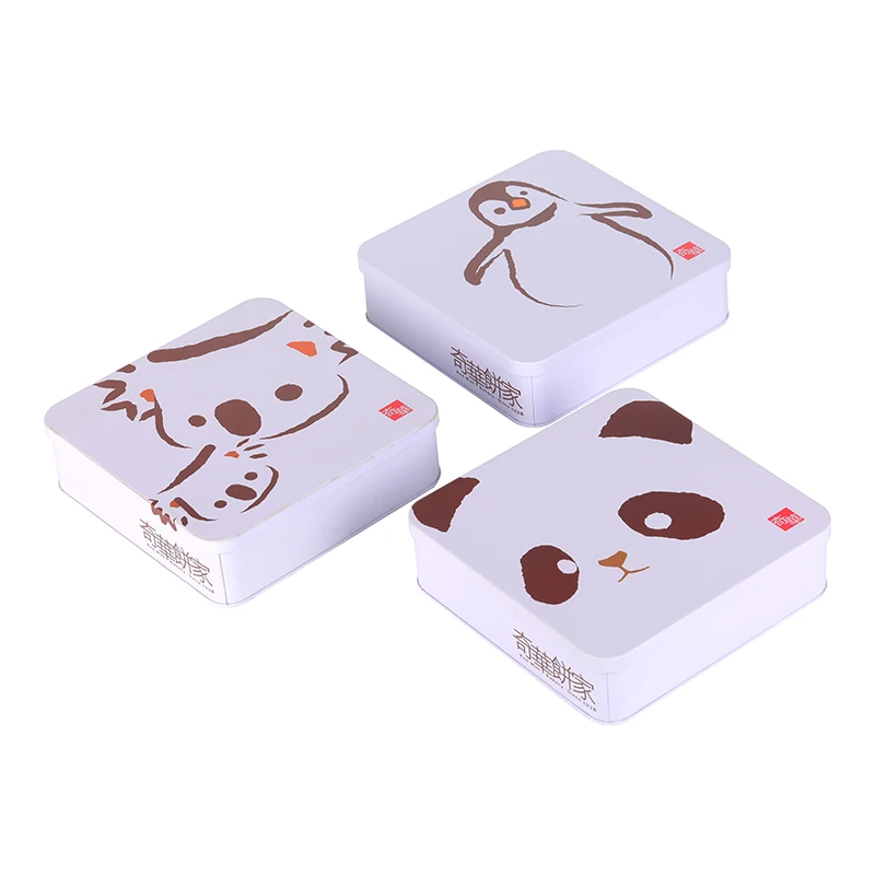 Food Grade Certificated  Cookie Box Tin Airtight Cookie Box Packaging Square Shaped Cookie Tin