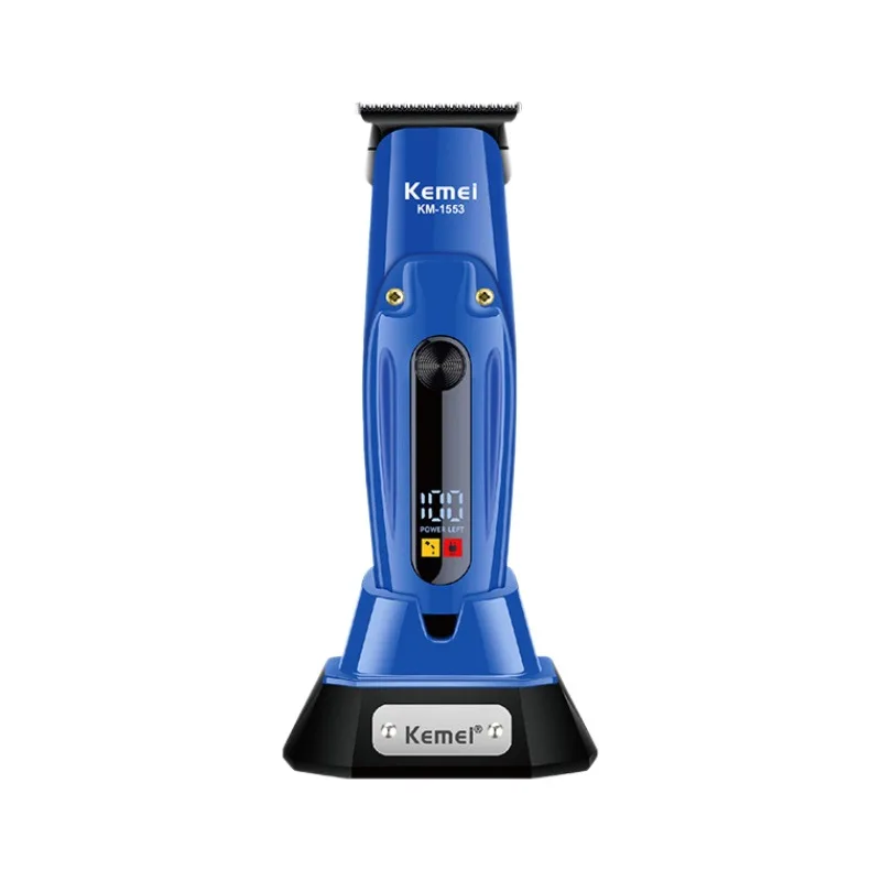 Kemei km-1553 High Quality multi-function USB Rechargeable LCD Display  Cordless Hair Trimmer  With Charging Base