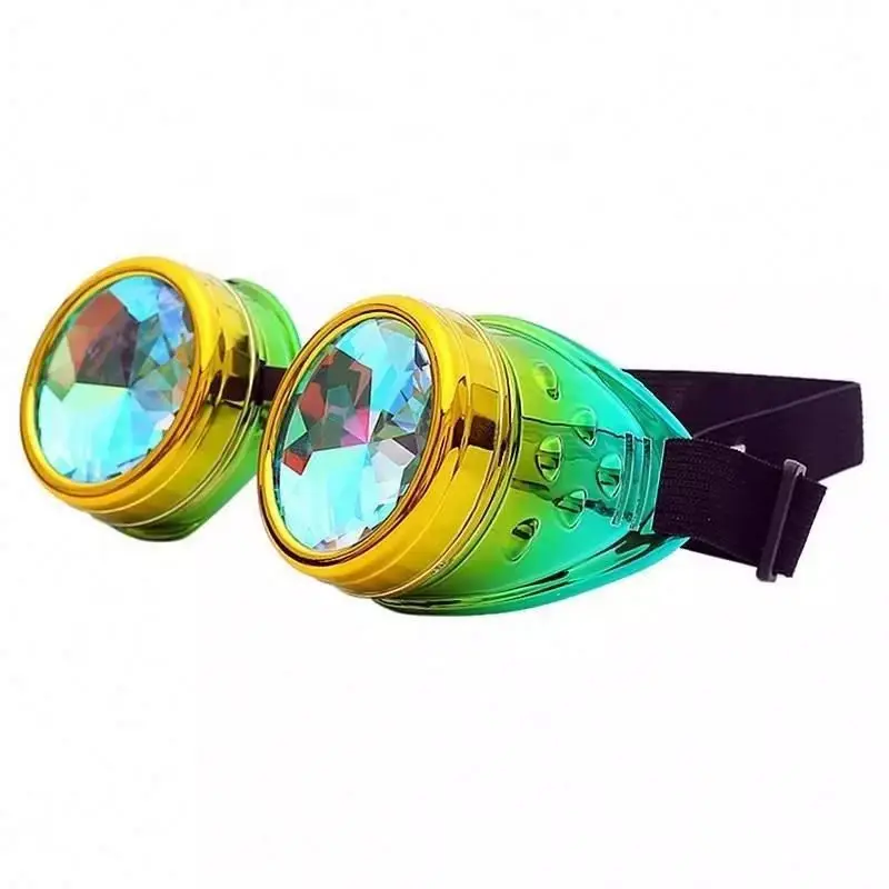 Kaleidoscope Rainbow Crystal Lenses Men Women Steampunk Goggles