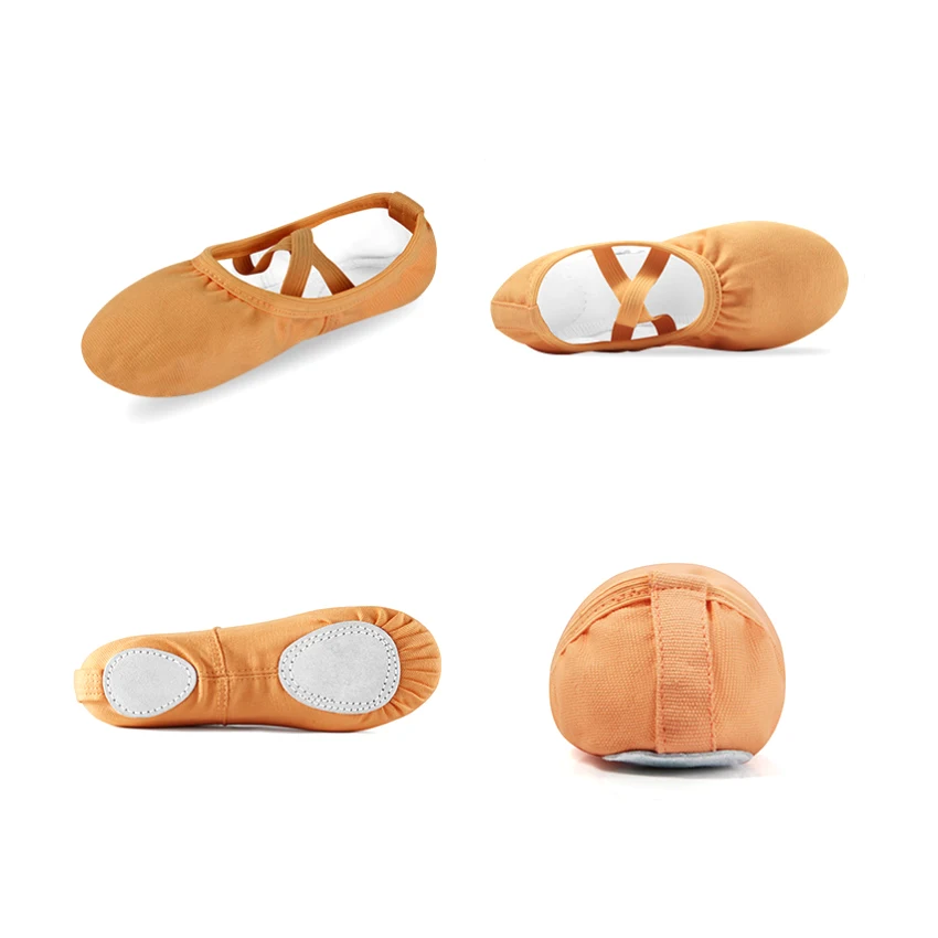 Wholesale Price Custom Logo Leather Professional High Stretch Canvas Soft Flat Women Girls Kids Ballet Pointe Dance Shoes