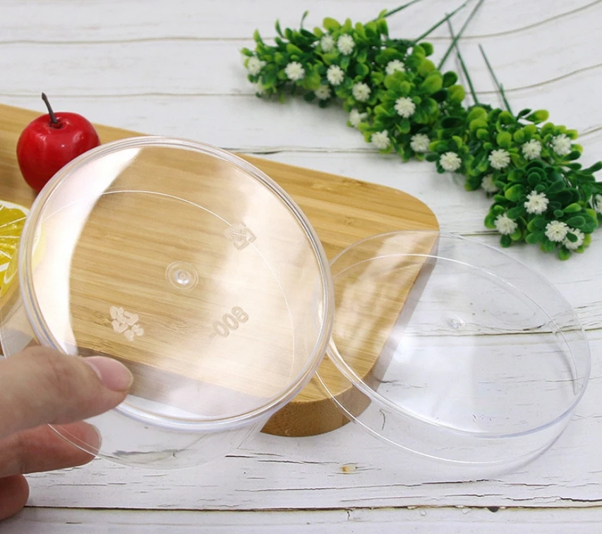 Wholesale plastic transparent food storage clear round  container for Biscuits cookie cake desserts packaging
