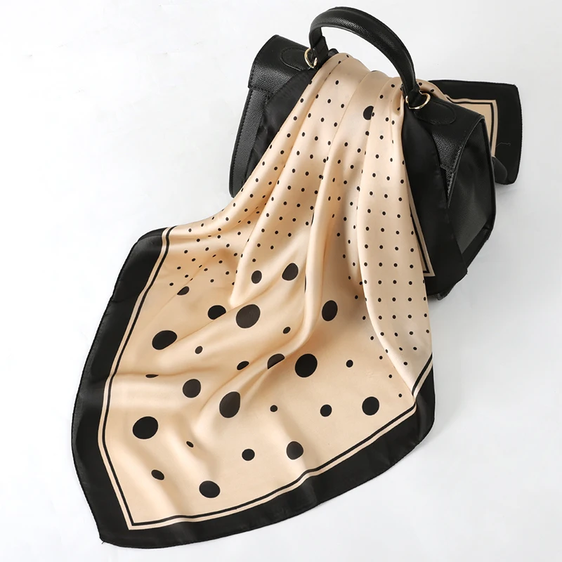 Hot Slaes Oem Custom Logo Print Square Silk Satin women Head Scarf Bandana