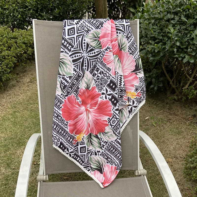 Print Microfiber Samoa Polynesian Bath Towel Custom Logo Tribal Wave Tattoo Pattern Ultra Soft Bath Cotton Towels for beach