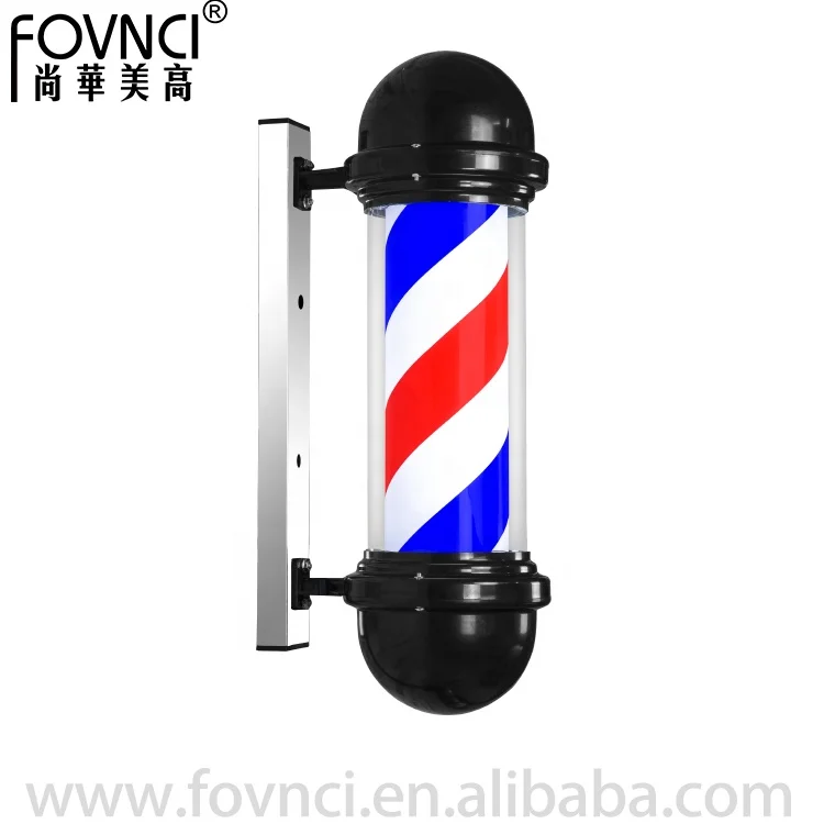 Outdoor barber shop sign pole red white blue rotating strip wall hanging pole light