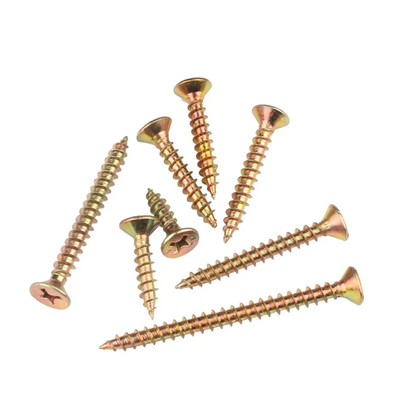 Aimino OEM High-strength Fiberboard Screws Gold Self-tapping Screws Carbon Steel Zinc Plated Furniture Screws