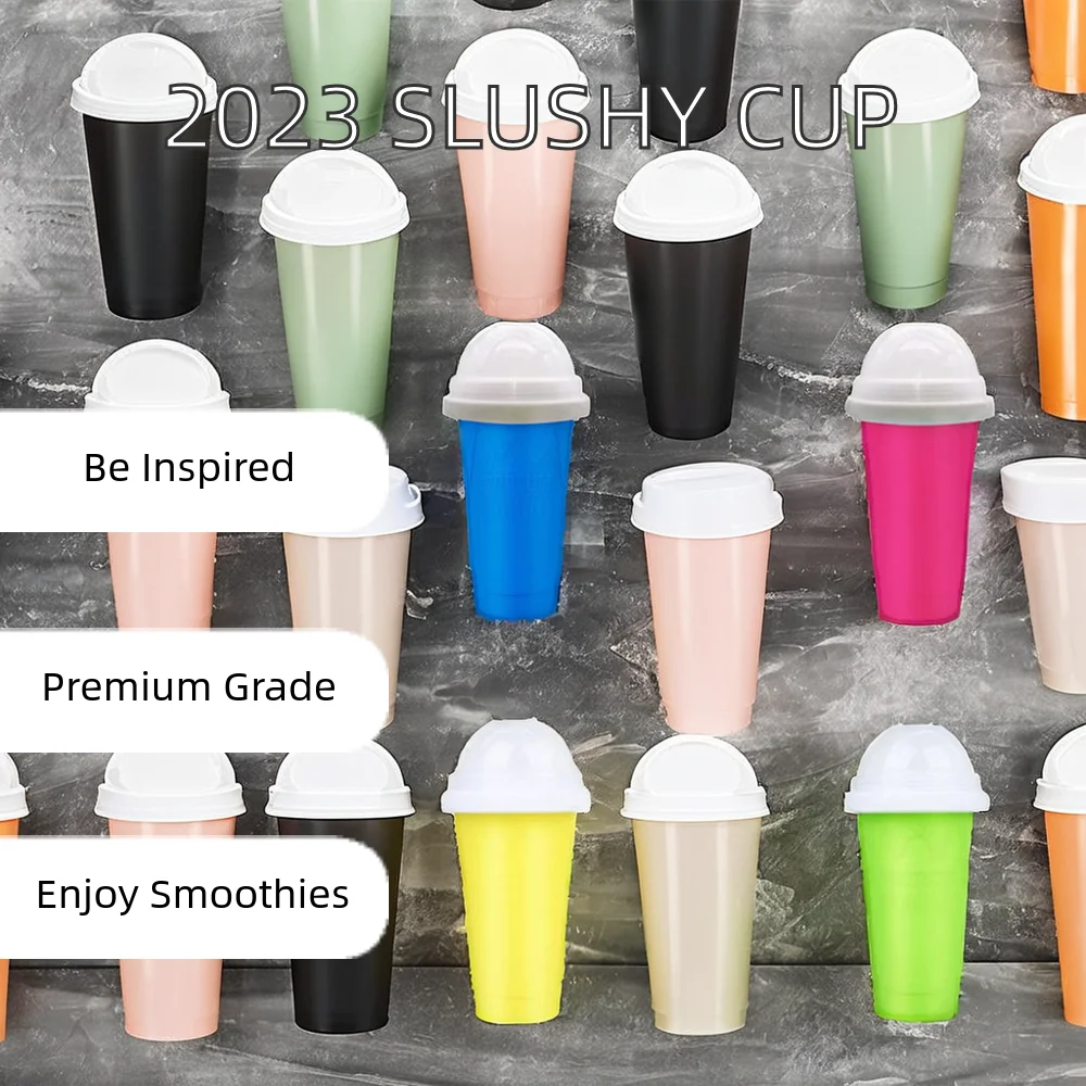 Innovative Hot Selling Smoothie Slushy Maker Cup Silicone Lid Straw Sustainable Ice Cream Tools Ice Smoothies Slushies
